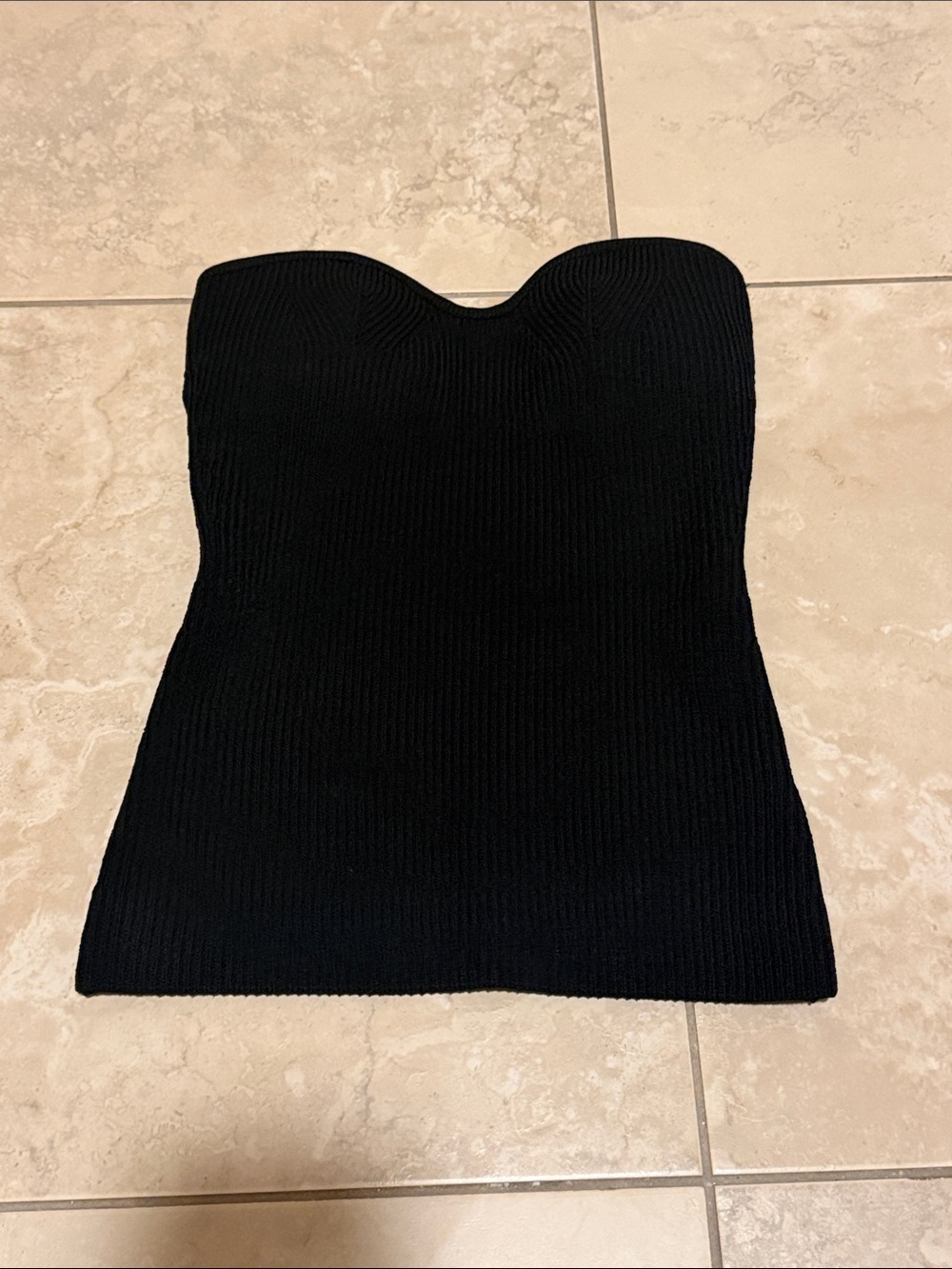 Pixie Market Black Ribbed Strapless Tube Top
